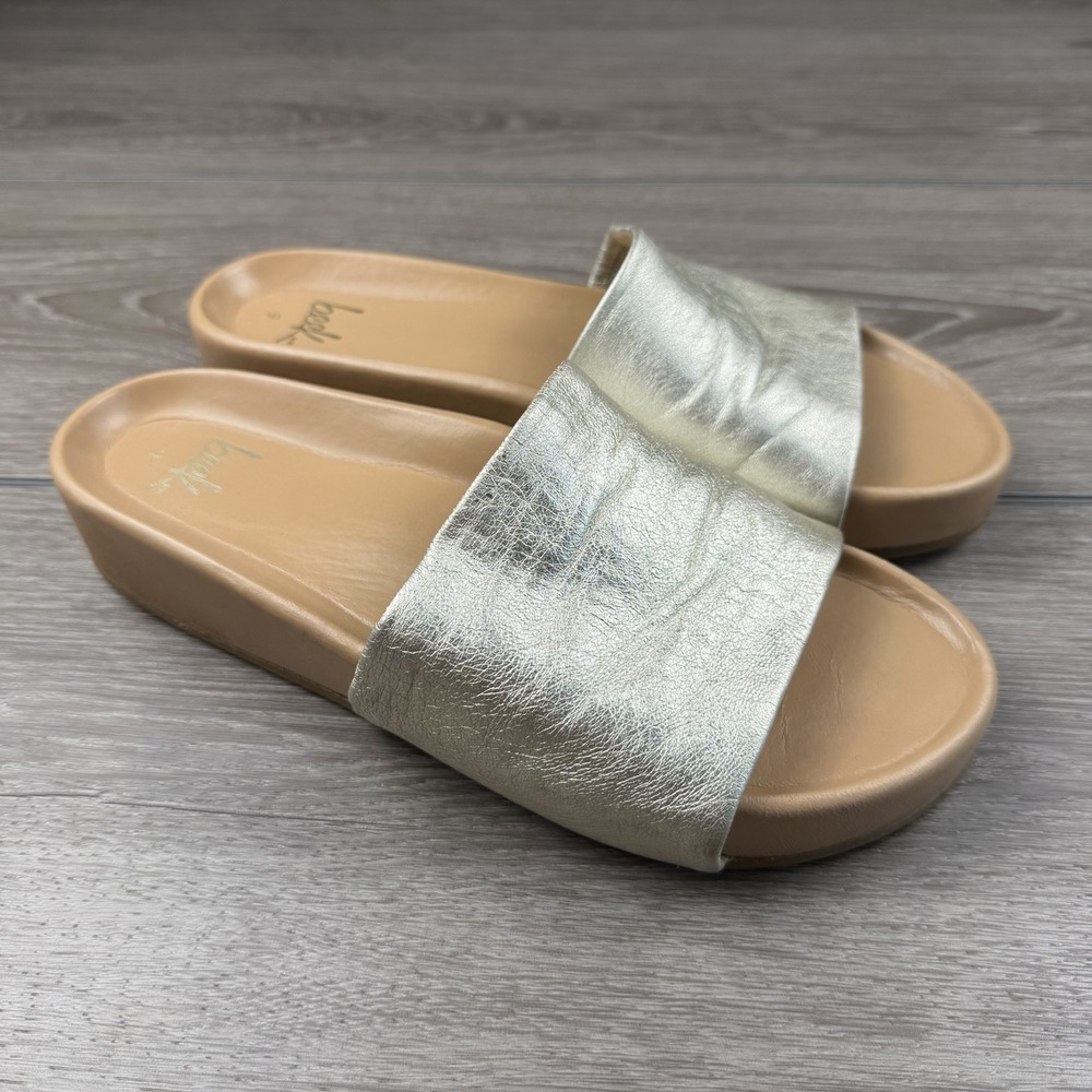 Beek Womens Pelican Leather Slide Platform Sandals Metallic Size‎ 9